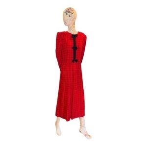 Vintage J.Christopher Chic Long Sleeve Red Plaid Dress